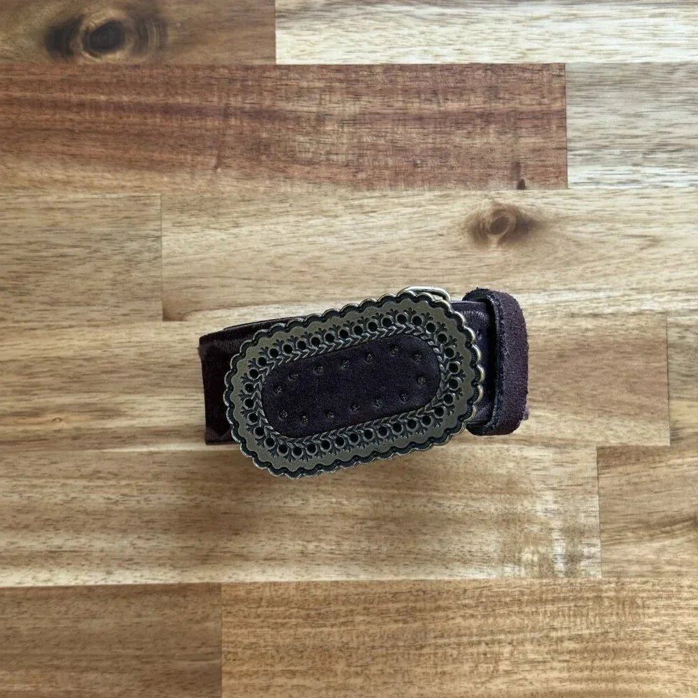Suede Leather Belt Womens Sz M Brown Boho‎ Casual Festival Southwestern Country